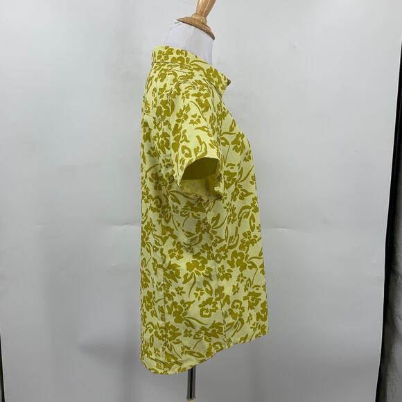 Orvis Shirt Women M Medium Chartreuse Outdoor Outfitters Floral Button Up Collar - Picture 4 of 12
